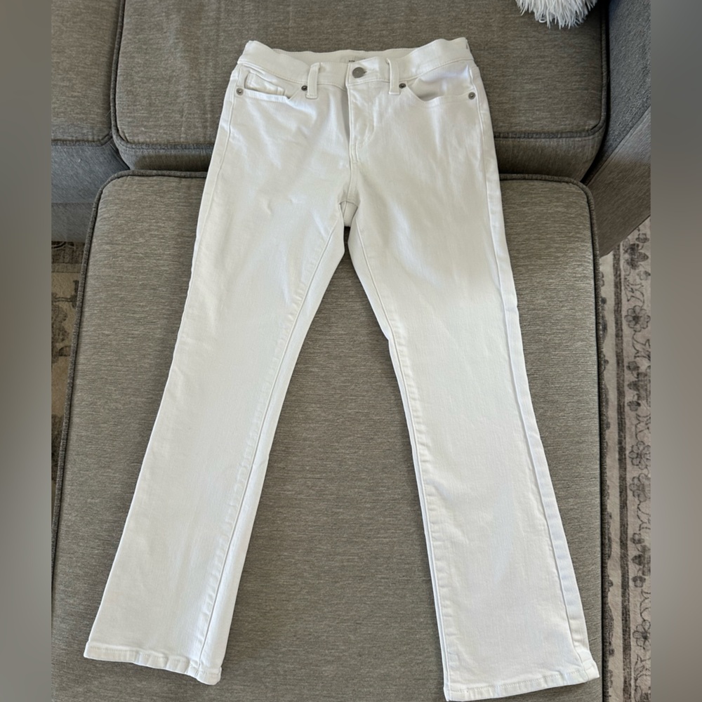 Banana Republic White Mid-Rise Bootcut Trousers